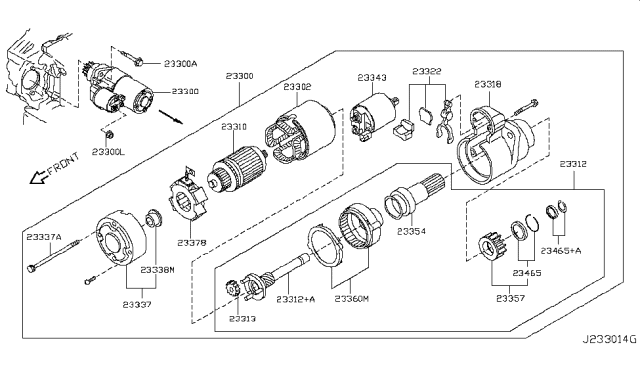 2014 Nissan Murano Motor Assy-Starter Diagram for 23300-JA11B