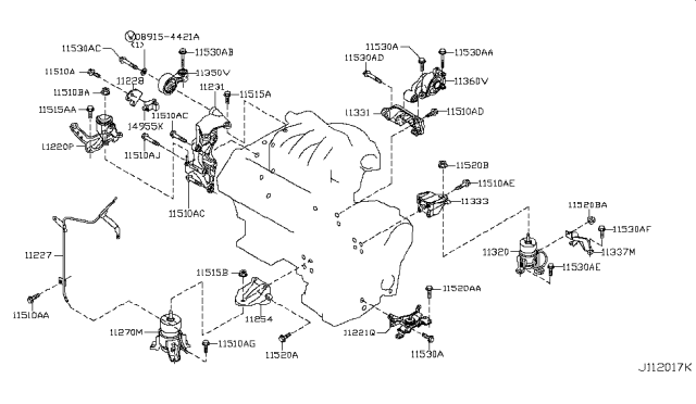 2009 Nissan Murano Engine & Transmission Mounting Diagram 4