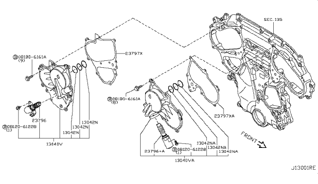 2014 Nissan Murano VTC Cover & PULLEY Kit Diagram for 13040-JA13B