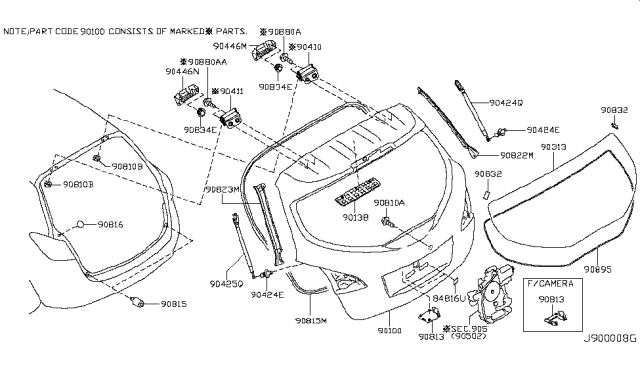 2008 Nissan Murano Plate-Back Door Diagram for 90139-1AA0A