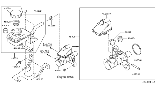 2009 Nissan Murano Brake Master Cylinder Diagram 2