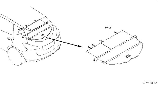 2009 Nissan Murano TONNEAU Cover Assembly Diagram for 84982-1AA1B