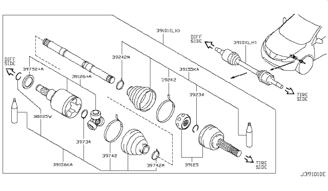 2009 Nissan Murano Front Drive Shaft (FF) Diagram 4