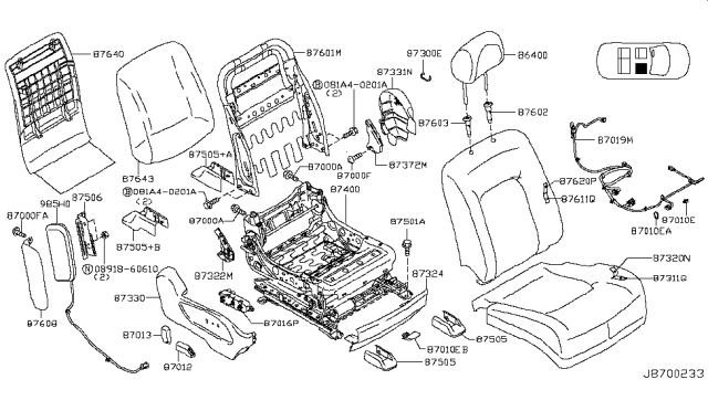 2009 Nissan Murano Cover-Seat Slide Diagram for 87509-1AA0A