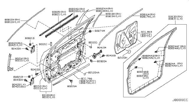 2008 Nissan Murano Front Door Panel & Fitting Diagram 1