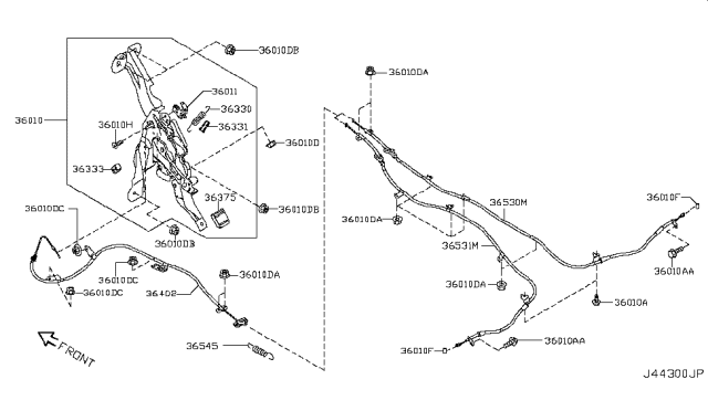 2012 Nissan Murano Device Assy-Parking Brake Control Diagram for 36010-1AA0A