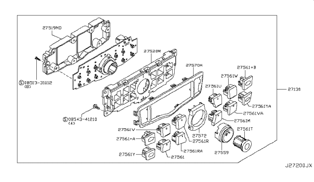 2010 Nissan Murano Control Assembly Diagram for 27500-1AA0A