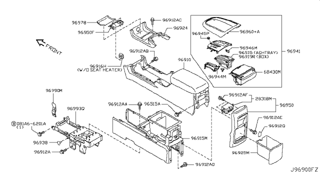 2009 Nissan Murano Ashtray-Console Diagram for 96510-1AA7A