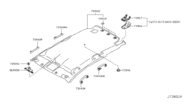 2012 Nissan Murano SUV Roof Trimming Diagram 1