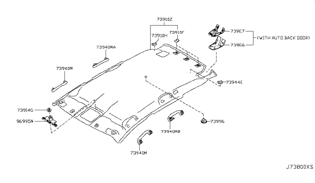 2010 Nissan Murano SUV Roof Trimming Diagram 2