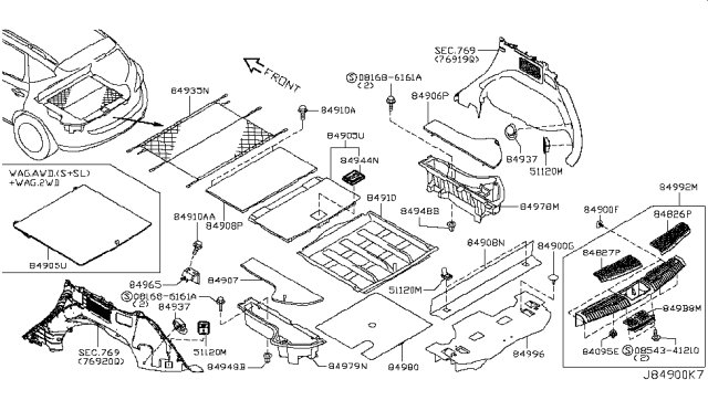 2009 Nissan Murano Cover-Plate,RH Diagram for 84826-1AA0A