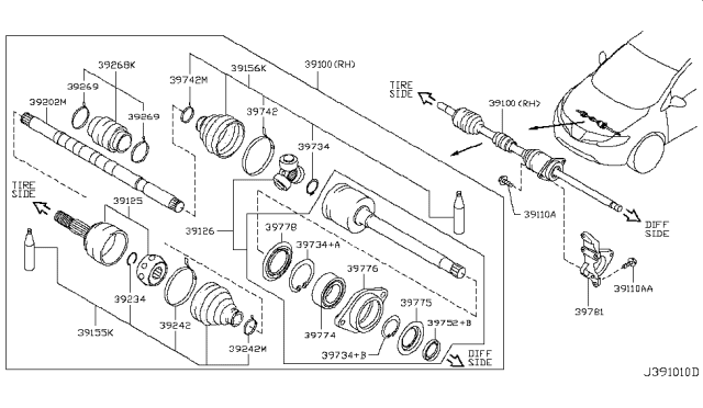 2008 Nissan Murano Front Drive Shaft (FF) Diagram 1