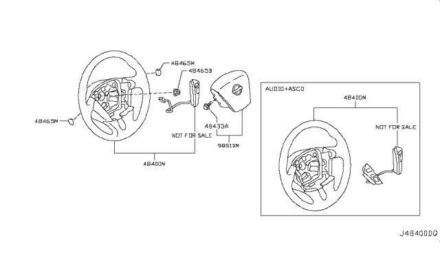 2014 Nissan Murano Steering Wheel Assembly W/O Pad Diagram for 48430-1AA3A