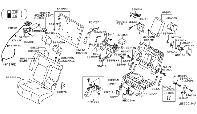 2009 Nissan Murano Frame Assembly-Rear Seat Back,RH Diagram for 88601-1AA4A