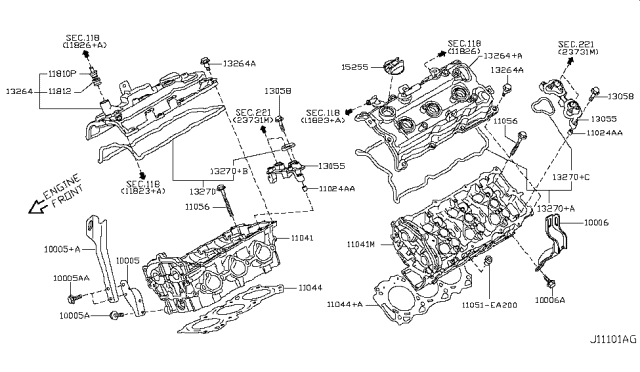 2011 Nissan Murano Cylinder Head & Rocker Cover Diagram 2