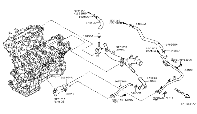 2009 Nissan Murano Water Hose & Piping Diagram