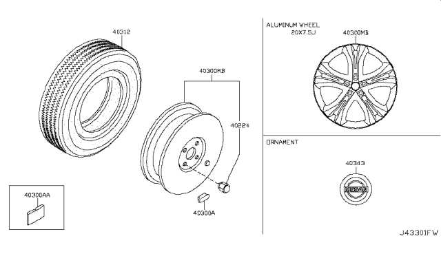 2010 Nissan Murano Road Wheel & Tire Diagram 4