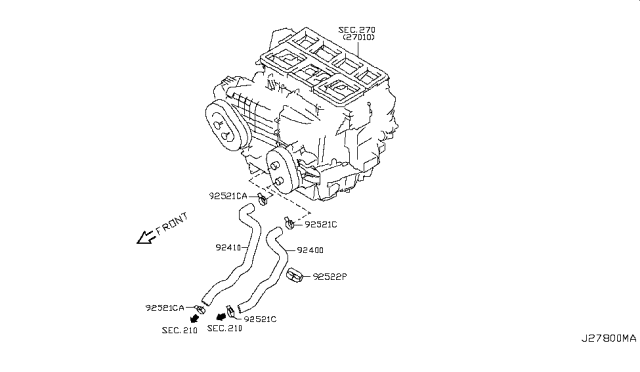 2012 Nissan Murano Hose-Heater,Outlet Diagram for 92410-1AA0B