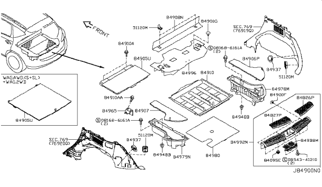 2010 Nissan Murano Trunk & Luggage Room Trimming Diagram 1