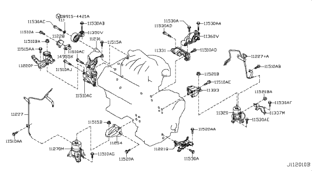 2009 Nissan Murano Engine & Transmission Mounting Diagram 3