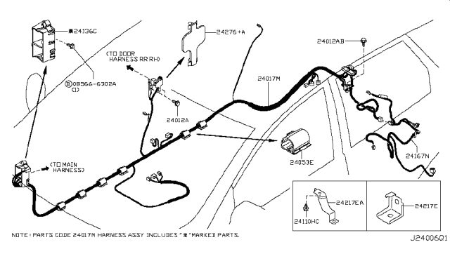 2009 Nissan Murano Harness-Body,NO2 Diagram for 24017-1AA0A