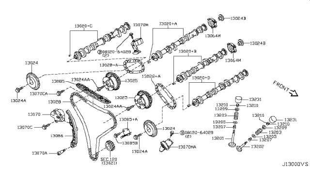 2008 Nissan Murano Camshaft Assy Diagram for 13020-JA10B