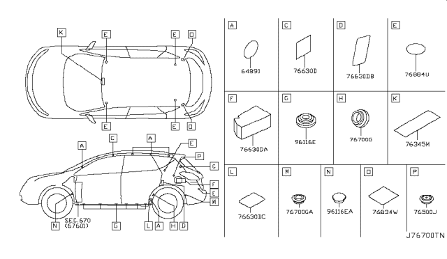 2008 Nissan Murano Body Side Fitting Diagram 3