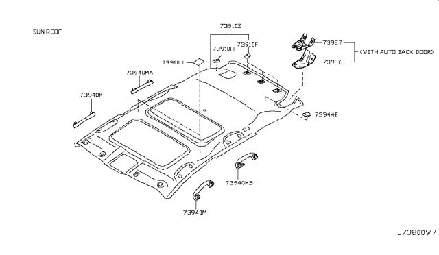 2008 Nissan Murano SUV Roof Trimming Diagram 3