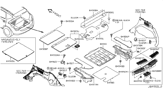 2010 Nissan Murano Trunk & Luggage Room Trimming Diagram 2