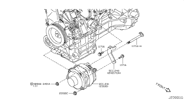 2013 Nissan Murano Bolt Diagram for 11916-1AA0A