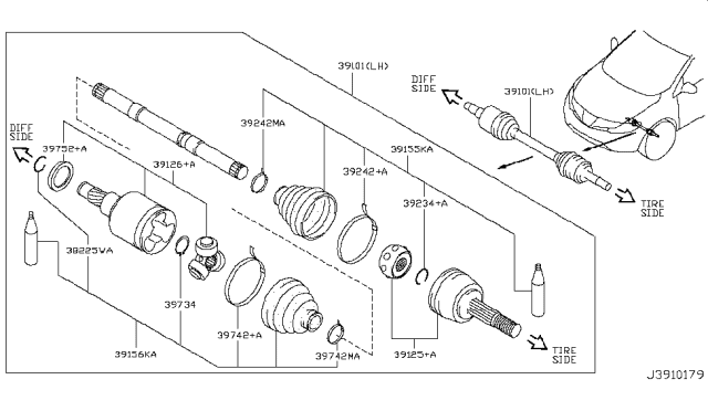 2014 Nissan Murano Front Drive Shaft (FF) Diagram 2