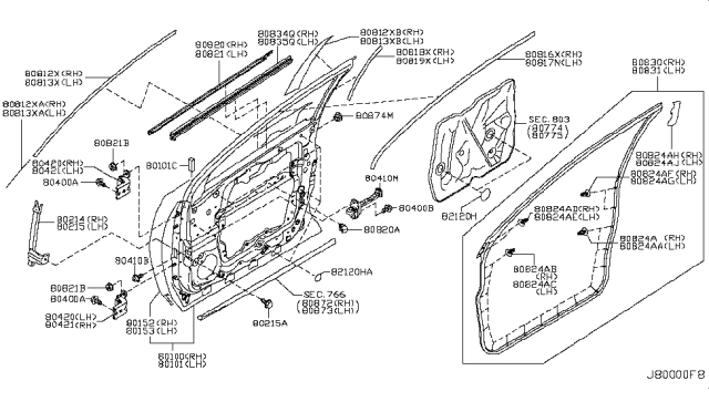 2009 Nissan Murano Tape-Front Door SASH,LH Diagram for 80817-1AA0A