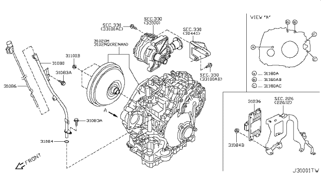 2013 Nissan Murano Auto Transmission,Transaxle & Fitting Diagram 4