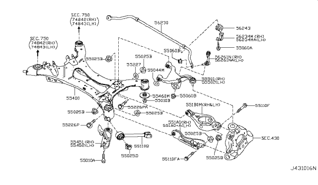 2008 Nissan Murano SUV Rear Suspension Diagram 6