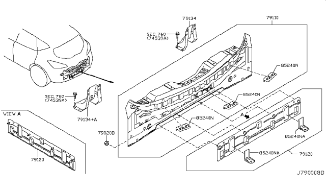 2011 Nissan Murano Rear,Back Panel & Fitting Diagram