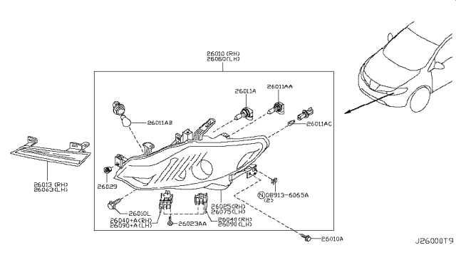 Holder-HEADLAMP Diagram for 26098-VE000