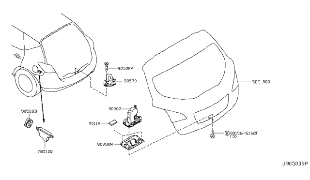 2013 Nissan Murano Cover-Back Door Lock Diagram for 90594-1AA0A