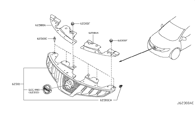 2008 Nissan Murano Front Grille Diagram