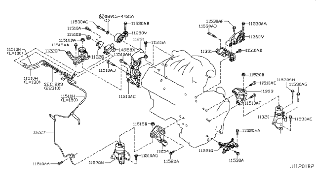 2014 Nissan Murano Engine & Transmission Mounting Diagram 2