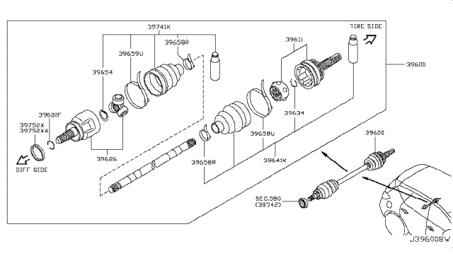 2008 Nissan Murano Rear Drive Shaft Diagram 3