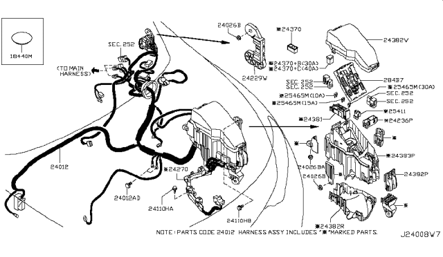 2012 Nissan Murano Harness-Engine Room Diagram for 24012-1UM0A