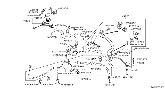 2010 Nissan Murano Hose Assembly Suction, Power Steering Diagram for 49717-1AA1A