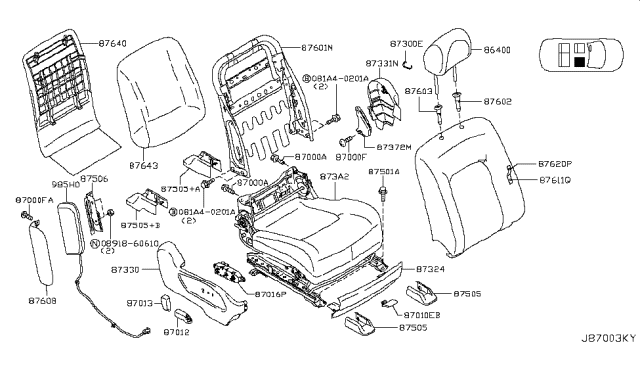 2012 Nissan Murano Cushion Complete-Front Seat RH Diagram for 873A2-1AY0A