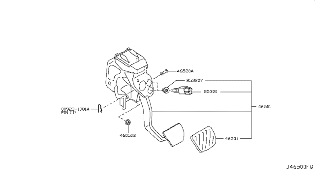 2009 Nissan Murano Brake & Clutch Pedal Diagram 1