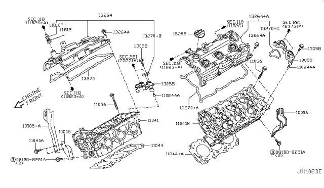 2014 Nissan Murano Cylinder Head & Rocker Cover Diagram 1