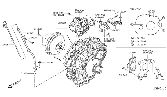 2009 Nissan Murano Automatic Transmission Assembly Diagram for 310C0-1XE0B