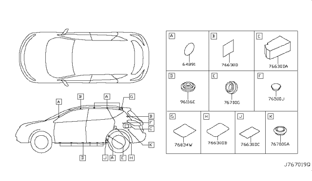 2012 Nissan Murano Body Side Fitting Diagram 4