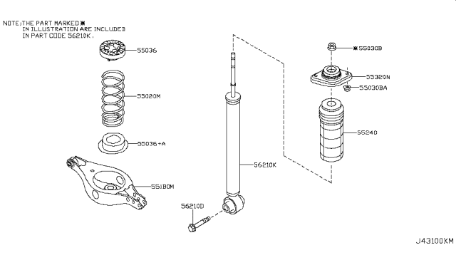 2008 Nissan Murano SUV Rear Suspension Diagram 1