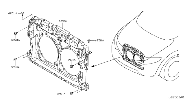 2014 Nissan Murano Front Apron & Radiator Core Support Diagram