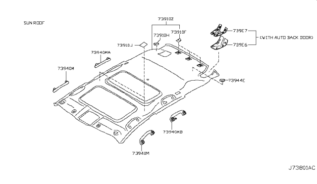 2010 Nissan Murano SUV Roof Trimming Diagram 5